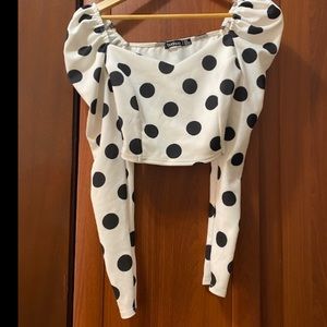 Boohoo polka dot cropped top